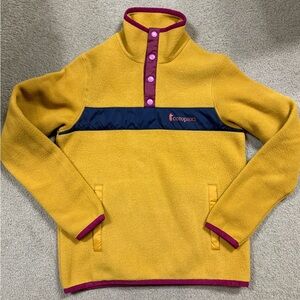 Cotopaxi Tecca Gold Pink Snap Fleece with Navy and Magenta Accents Pullover